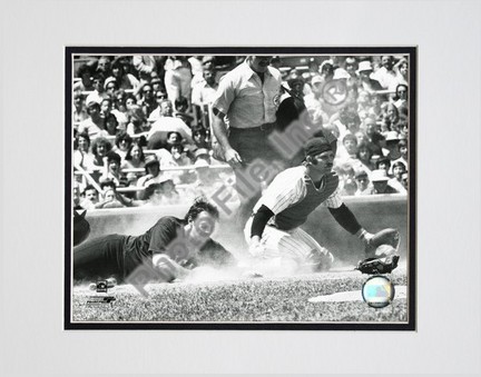 Thurman Munson "Play at the Plate" Horizontal Double Matted 8" x 10" Photograph (Unframed)