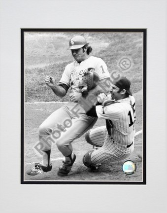 Thurman Munson "Play at the Plate" Double Matted 8" X 10" Photograph (Unframed)