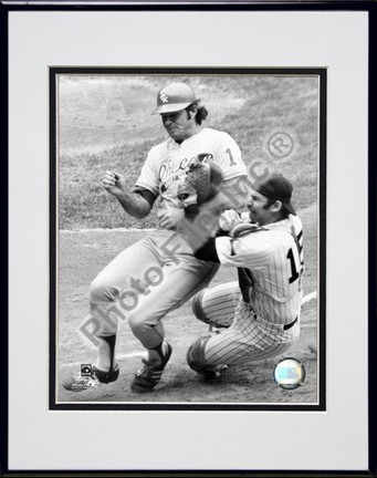 Thurman Munson "Play at the Plate" Double Matted 8" X 10" Photograph in a Black Anodized Aluminum Fr