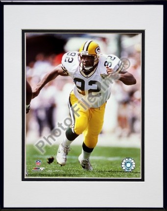 Reggie White "Action" Double Matted 8” x 10” Photograph in Black Anodized Aluminum Frame
