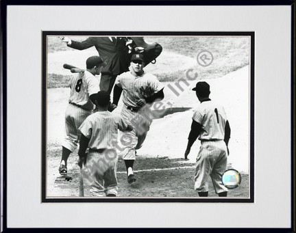 Mickey Mantle "Rounding Bases" Double Matted 8" X 10" Photograph in a Black Anodized Aluminum Frame