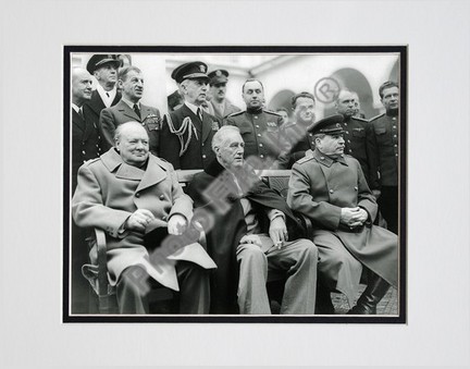 Winston Churchill, Franklin D. Roosevelt and Joseph Stalin at Yalta in 1945 (#6) Double Matted 8" X 10" Photog