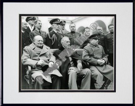 Winston Churchill, Franklin D. Roosevelt and Joseph Stalin at Yalta in 1945 (#6) Double Matted 8" X 10" Photog