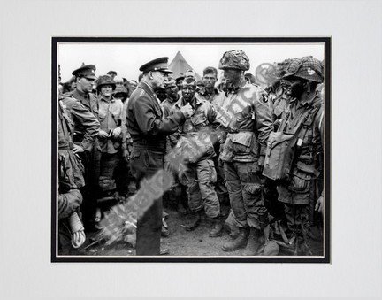 General Dwight D. Eisenhower with 101 Airbourne (#2) Double Matted 8" X 10" Photograph (Unframed)