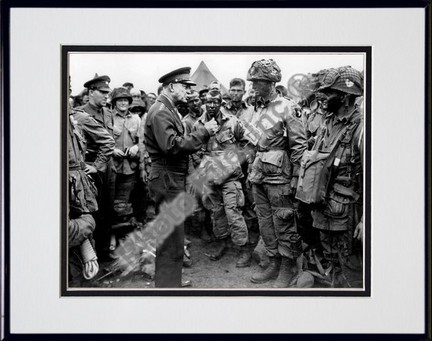 General Dwight D. Eisenhower with 101 Airbourne (#2) Double Matted 8" X 10" Photograph in a Black Anodized Alu