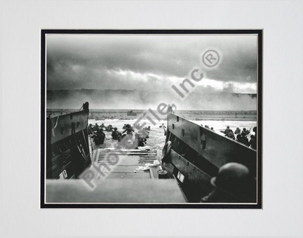 The Morning of June 6, 1944 (D-Day) at Omaha Beach (#1) Double Matted 8" X 10" Photograph (Unframed)