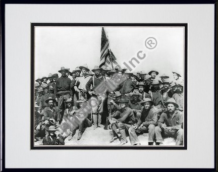 Theodore Roosevelt and the Rough Riders (#14) Double Matted 8" X 10" Photograph in a Black Anodized Aluminum F