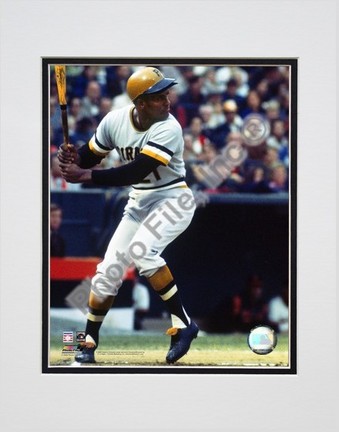 Roberto Clemente "1971 Batting Action" Double Matted 8" X 10" Photograph (Unframed)