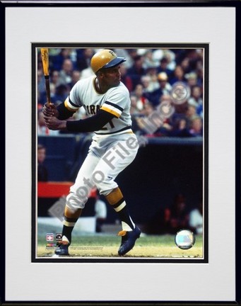 Roberto Clemente "1971 Batting Action" Double Matted 8" X 10" Photograph in a Black Anodized Aluminu