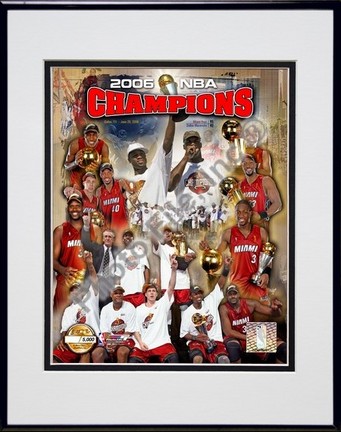 Miami Heat "2006 NBA Champions" Double Matted 8" X 10" Photograph in a Black Anodized Aluminum Frame