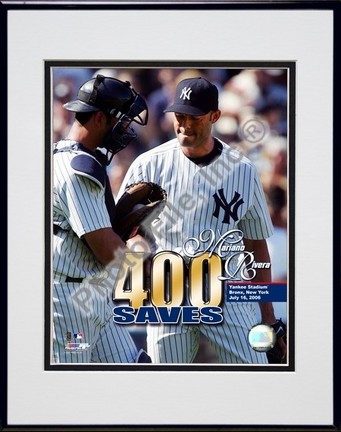 Mariano Rivera "7/16/2006 400th Save" Double Matted 8" X 10" Photograph in a Black Anodized Aluminum