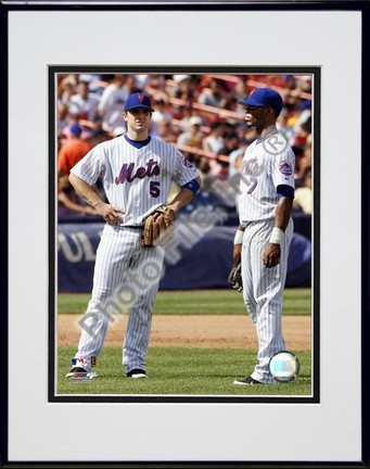 David Wright and Jose Reyes "2006 Action" Double Matted 8" X 10" Photograph in a Black Anodized Alum