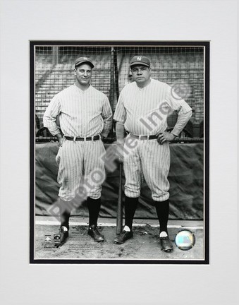 Lou Gehrig and Babe Ruth "Full Body / Pinstripes" Double Matted 8" X 10" Photograph (Unframed)