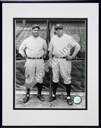 Lou Gehrig and Babe Ruth "Full Body / Pinstripes" Double Matted 8" X 10" Photograph in a Black Anodi