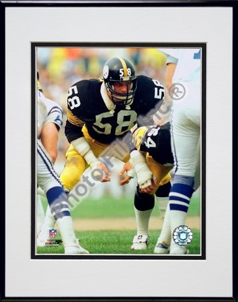 Jack Lambert "Defensive Stance" Double Matted 8" x 10" Photograph In Black Anodized Aluminum Frame