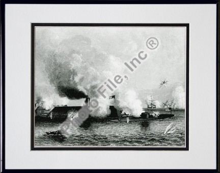 CSS Virginia vs.USS Monitor #18 Double Matted 8" x 10" Photograph in Black Anodized Aluminum Frame
