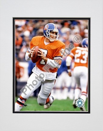 John Elway "Rolling Action" Double Matted 8" x 10" Photograph (Unframed)
