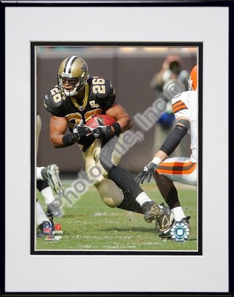 Deuce McAllister "2006 / 2007 Action" Double Matted 8" X 10" Photograph in a Black Anodized Aluminum