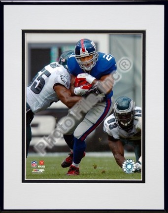 Tiki Barber "2006 / 2007 Action vs. the Philadelphia Eagles" Double Matted 8" X 10" Photograph in Bl