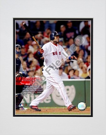 David Ortiz "09/21/2006 51st  Home Run with Overlay" Double Matted 8" X 10" Photograph (Unframed)