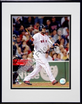 David Ortiz "09/21/2006 51st  Home Run with Overlay" Double Matted 8" X 10" Photograph in a Black An