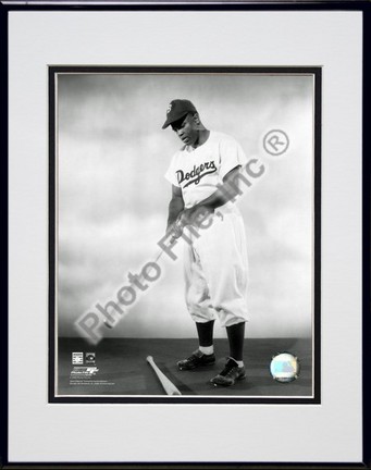 Jackie Robinson "1948 Pose With Bat" Double Matted 8" X 10" Photograph in a Black Anodized Aluminum 