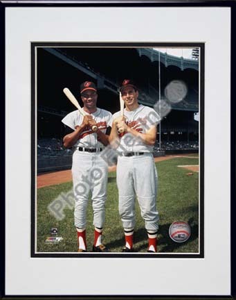 Frank Robinson and Brooks Robinson Color Double Matted 8” x 10” Photograph in Black Anodized Aluminum Frame