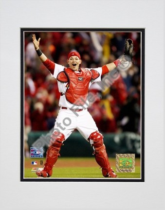 Yadier Molina "Celebrates Winning 2006 World Series" Double Matted 8" X 10" Photograph (Unframed)