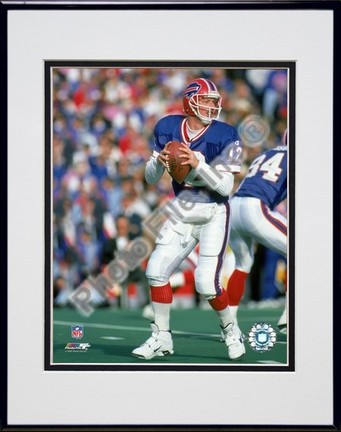 Jim Kelly "Blue Jersey" Double Matted 8" X 10" Photograph in a Black Anodized Aluminum Frame