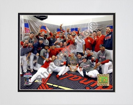 St. Louis Cardinals "2006 World Series Celebrates / Locker Room" Double Matted 8" X 10" Photograph (