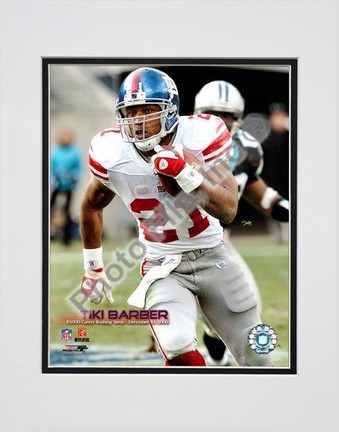 Tiki Barber "2006 10,000 Career Rushing Yards with Overlay" Double Matted 8" X 10" Photograph (Unfra