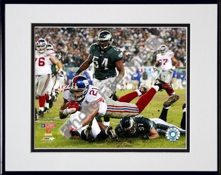 Tiki Barber "2006 / 2007 Playoff Action" Double Matted 8" X 10" Photograph in Black Anodized Aluminu