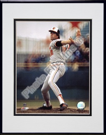 Jim Palmer "Pitching Action" Double Matted 8" x 10" Photograph in Black Anodized Aluminum Frame