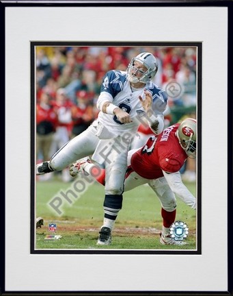 Troy Aikman "Action" Double Matted 8" x 10" Photograph in a Black Anodized Aluminum Frame