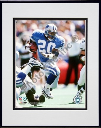 Barry Sanders "1996 Action" Double Matted 8" x 10" Photograph in Black Anodized Aluminum Frame