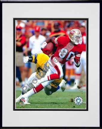 Jerry Rice "Action" Double Matted 8" x 10" Photograph in a Black Anodized Aluminum Frame