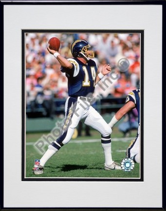 Dan Fouts "1987 Action" Double Matted 8" x 10" Photograph in Black Anodized Aluminum Frame