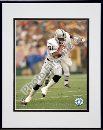 Tim Brown "Action in White Jersey" Double Matted 8" x 10" Photograph in Black Anodized Aluminum Fram