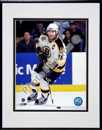 Ray Bourque "1998 Action - White Jersey" Double Matted 8" x 10" Photograph in a Black Anodized Alumi