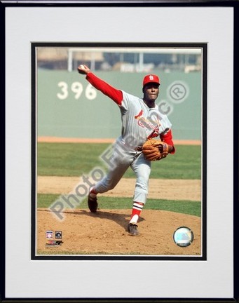Bob Gibson "Pitching Action" Double Matted 8" x 10" Photograph in Black Anodized Aluminum Frame