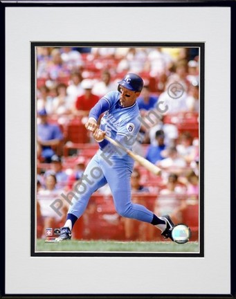 George Brett "1990 Batting Action" Double Matted 8" x 10" Photograph in a Black Anodized Aluminum Fr
