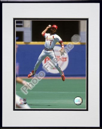 Ozzie Smith "1993 Fielding Action" Double Matted 8" x 10" Photograph in Black Anodized Aluminum Fram