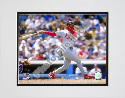 Ozzie Smith "1995 Batting Action" Double Matted 8" x 10" Photograph (Unframed)