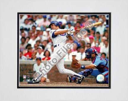 Ryne Sandberg "1990 Batting Action" Double Matted 8" x 10" Photograph (Unframed)