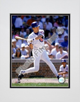 Ryne Sandberg "1996 Batting Action" Double Matted 8" x 10" Photograph (Unframed)