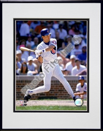 Ryne Sandberg "1996 Batting Action" Double Matted 8" x 10" Photograph in Black Anodized Aluminum Fra