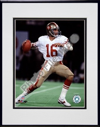 Joe Montana "Action" Double Matted 8" x 10" Photograph in Black Anodized Aluminum Frame