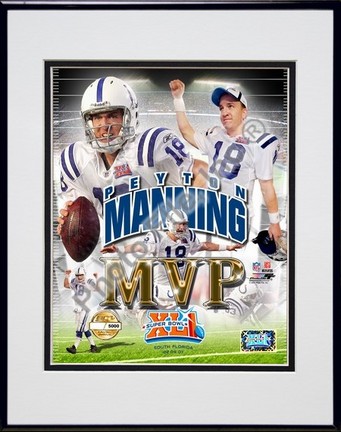 Peyton Manning "Super Bowl XLI MVP" Photo File Gold Composite Double Matted 8" x 10" Photograph in B