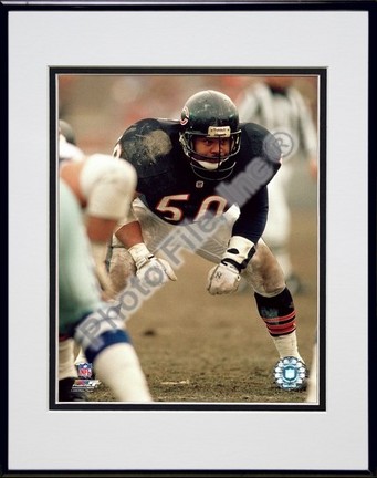 Mike Singletary" Defensive Stance" Double Matted 8” x 10” Photograph in Black Anodized Aluminum Frame