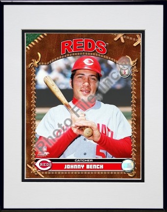 Johnny Bench "2007 Vintage Studio Plus" Double Matted 8" x 10" Photograph in Black Anodized Aluminum